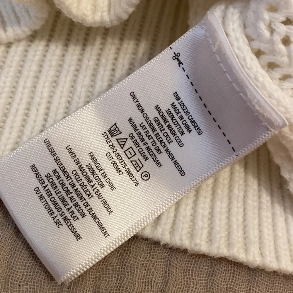 Joie White Cream Knit Crew Neck Sweater. Size S